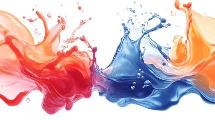 Poster - Vibrant Splash of Fluid Colors in Dynamic Abstract Digital Artwork with Energetic and Harmonious Blend of Hues Textures and Shapes