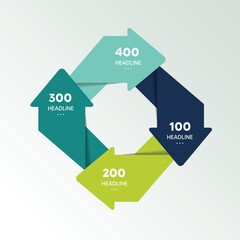 Fototapete - Arrow square connected infographic. 4 step design. Vector illustration.