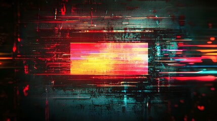 Poster - Visually striking digital abstract artwork featuring a chaotic glitched out composition of overlapping geometric shapes bold color gradients and a sense of dynamic energy and motion