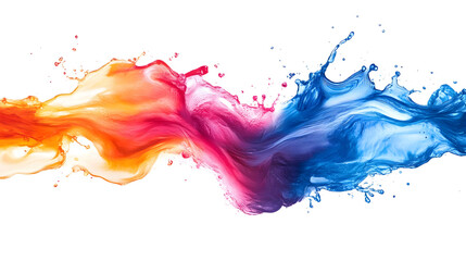 Poster - Vivid and dynamic explosion of colorful liquid paint in fluid motion creating a visually striking and abstract background or texture  The image showcases a vibrant mix of hues with splashes swirls