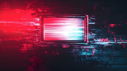 Poster - Vivid digital art composition with glitch effects neon colors futuristic visual distortions and abstract experimental graphic elements on a display screen background