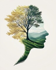 Poster - Nature-inspired portrait art outdoor landscape graphic design serenity close-up concept of harmony