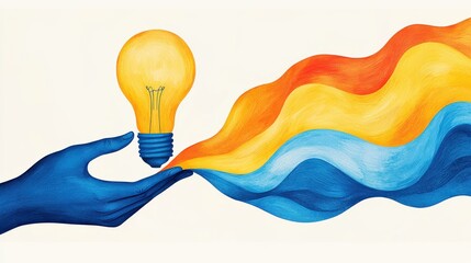 Poster - Innovative lightbulb concept creative studio digital artwork vibrant colors artistic viewpoint inspiration and ideas