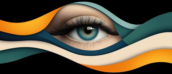 Poster - Artistic eye illustration digital art abstract design modern aesthetic close-up view visual exploration