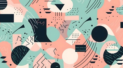 Poster - Colorful abstract art, vibrant geometric shapes in pastel tones, ideal for creative designs or contemporary decor.