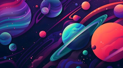 Poster - colorful cosmic scene featuring vibrant planets, imaginative space backdrop, perfect for science fic