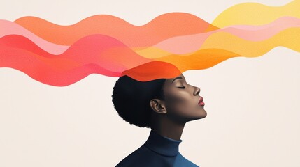 Poster - Emotional expression art studio digital illustration creative environment side view mindfulness concept