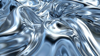 Poster - Abstract silver background with flowing liquid texture.