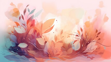 Poster - Abstract colorful design, vibrant swirling hues of orange and pink blending with soft blues, perfect as a background or accent.