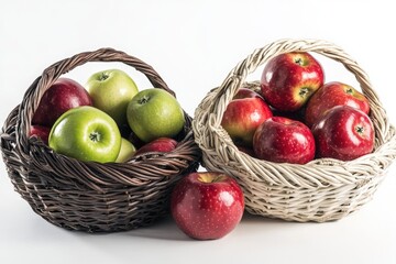 Poster - Fresh apples in colorful baskets for use in still life, food or holiday scenes
