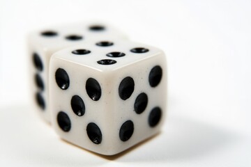 Poster - Two white dice with black dots on each side, great for gaming or design