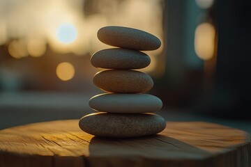Poster - A natural rock formation placed on a wooden table, perfect for decorative or educational use