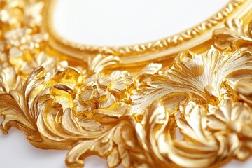 Poster - Close-up shot of a gold frame on a white surface