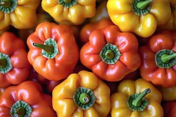 Poster - A close-up shot of a bunch of vibrant orange and yellow peppers