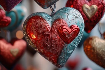 Aufkleber - A detailed view of a heart-shaped decoration