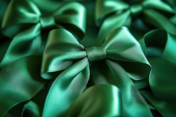 Poster - A close-up shot of a bunch of green bows, ideal for decorating occasions or adding a pop of color to your design