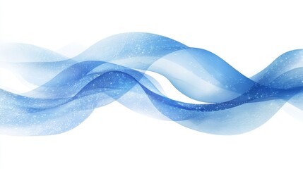 Poster - abstract blue wavy ribbon effect on white background, with varied line thickness and intensity