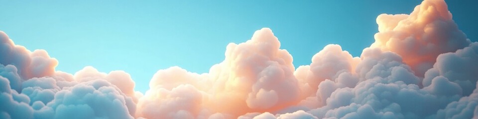 Poster - A plane soaring through the blue sky with fluffy white clouds, great for travel or adventure themes