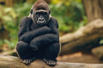 Poster - A gorilla perched high above the ground, a natural predator in its habitat