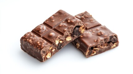 Poster - Two pieces of chocolate on a clean white surface