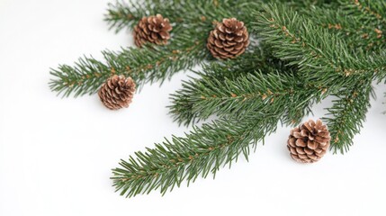 Poster - Close-up of pine cones on a white background, perfect for decorative or design purposes