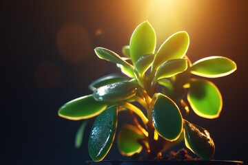 Poster - A small plant with green leaves growing in a pot