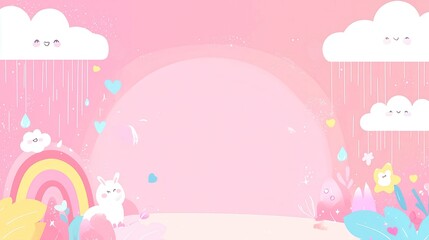 Poster - Vibrant Rainbow Clouds in Minimalist Doodle Art, showcasing colorful rain clouds against a clean backdrop, perfect for adding a playful touch to any space.