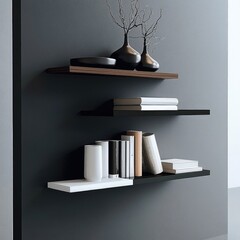 Aufkleber - Stacked bookshelves filled with various books