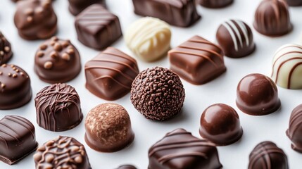 Poster - A tempting assortment of rich chocolate sweets showcases various shapes, colors, and textures, enticing every chocolate lover with their delicious appeal and artistic presentation