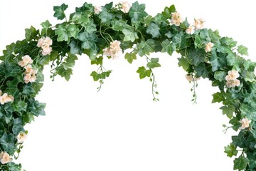 Poster - A beautiful green and white vine adorned with pink flowers, perfect for nature-inspired designs or floral arrangements