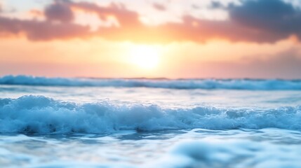 Poster - Stunning sunset reflecting on ocean waves creating a picturesque coastal scene : Generative AI