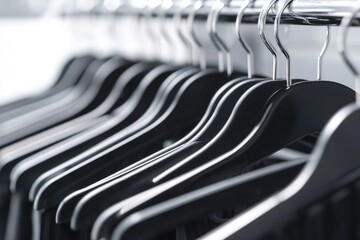 Poster - Row of black and white clothes hanging on a rack, simple storage solution
