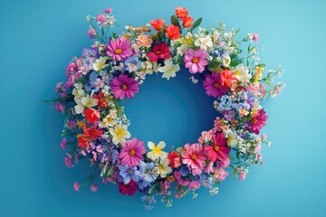 Poster - A decorative floral arrangement on a calm blue background