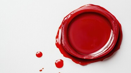 Aufkleber - A close-up shot of a red wax seal sitting on a white surface