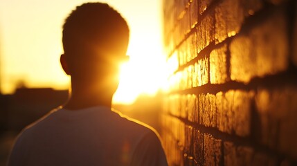 Poster - Silhouette of a Person Against a Sunset with Warm Golden Hues in an Urban Environment : Generative AI