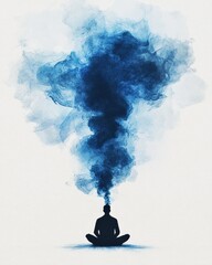Poster - Meditative mindfulness experience abstract art digital creation calm environment side view concept of serenity