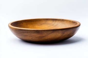 Poster - A simple wooden bowl sits on a table, ready for use