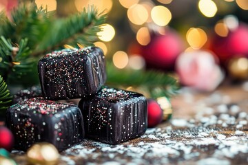 Poster - A collection of chocolates displayed on a table, perfect for promoting sweet treats or as a decorative piece