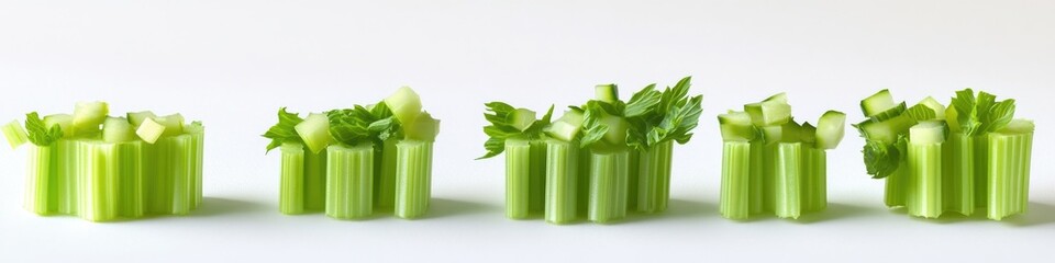 Poster - Fresh celery stalks with bright green leaves, ideal for still life photography or food styling
