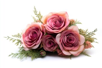 Aufkleber - A beautiful bouquet of pink roses against a clean white background, perfect for romantic occasions or as a symbol of appreciation