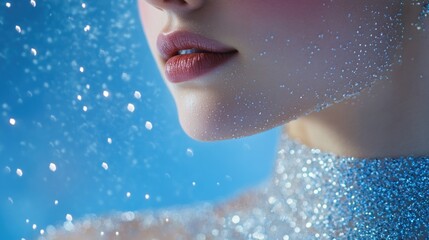 Poster - A close-up shot of a woman with glitter makeup, ideal for party or celebration themes