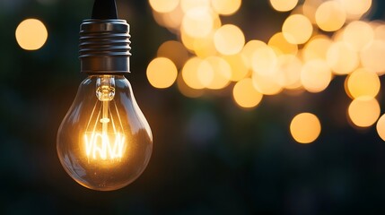 Sticker - Elegant Vintage Light Bulb Illuminating a Dark Background with Bokeh Effect : Generative AI