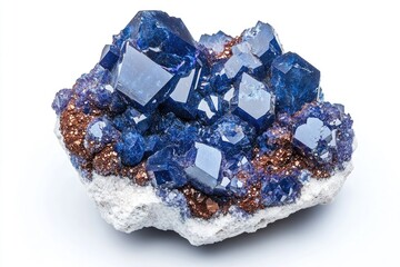 Aufkleber - A cluster of blue crystals sits atop a rocky outcropping, perfect for use in scenes about nature, geology, or abstract art