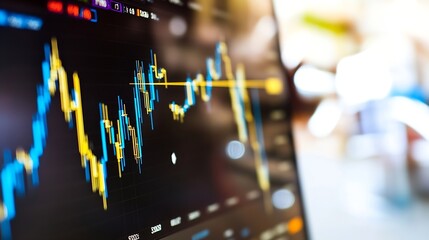 Poster - An analytical view of a digital stock market graph displaying financial trends and data fluctuations : Generative AI