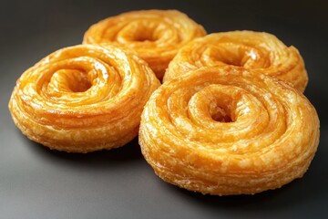 Poster - Freshly baked doughnuts arranged on a table for serving