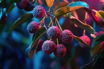 Poster - Fresh fruit hanging from branches of a tree, perfect for still life or food photography