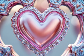 Poster - A heart-shaped object is displayed in a mirror frame, perfect for decorating or gifting