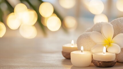 Aufkleber - Serene candle display with soft light creating a peaceful ambiance for relaxation and tranquility : Generative AI