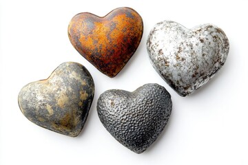Poster - Three heart-shaped rocks on a white surface
