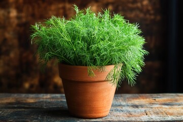 Poster - A potted plant sits atop a wooden table, perfect for decorative or office use
